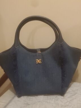 Sam Edelemon Denim Tote Bag.blue With Fringes .nwot.
